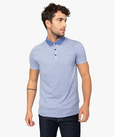 GEMO Polo homme à manches courtes à fines rayures Bleu