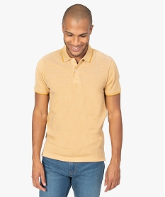 polo homme a manches courtes avec finitions fantaisie jauneB491201_1