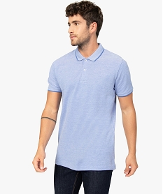 polo homme a manches courtes avec finitions fantaisie bleuB491401_1