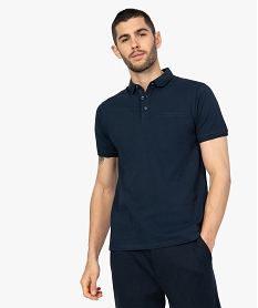 GEMO Polo homme à manches courtes en maille fantaisie Bleu