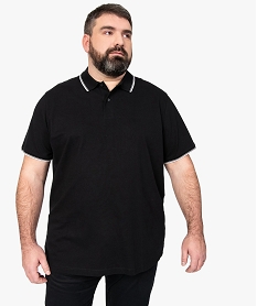 GEMO Polo homme à manches courtes en coton biologique Noir