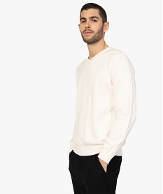 GEMO Pull homme en coton avec col V Beige