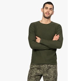 GEMO Pull homme en maille fine et col roulotté Vert