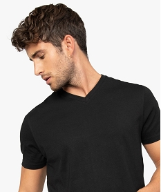 GEMO Tee-shirt homme à manches courtes et col V Noir