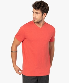 GEMO Tee-shirt homme à manches courtes et col V Orange