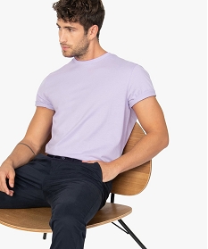 GEMO Tee-shirt homme à manches courtes et col rond violet standard