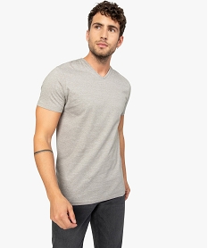 GEMO Tee-shirt homme à manches courtes et col V coupe slim Vert