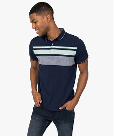 GEMO Polo homme tricolore à manches courtes Bleu