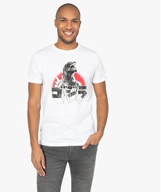 GEMO Tee-shirt homme à manches courtes imprimé Godzilla blanc standard