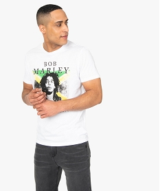 GEMO Tee-shirt homme avec motif Bob Marley - Zion blanc standard