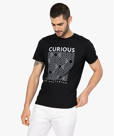 GEMO Tee-shirt homme avec motif visible dans le noir kaki vif