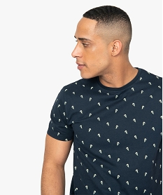 GEMO Tee-shirt homme à manches courtes avec motif oiseaux Bleu