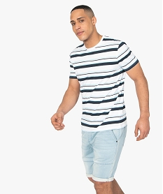 GEMO Tee-shirt homme à manches courtes à rayures kaki chine