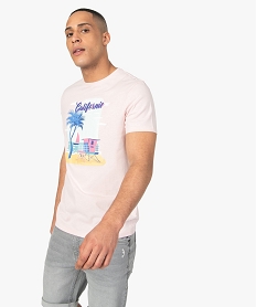 GEMO Tee-shirt homme avec large motif Californie rose standard