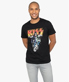 GEMO Tee-shirt homme imprimé Kiss noir standard