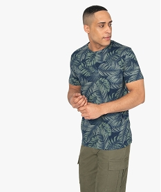 GEMO Tee-shirt homme à imprimé feuillage exotique kaki fonce