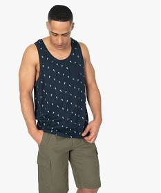 GEMO Débardeur homme à motifs oiseaux exotiques Bleu