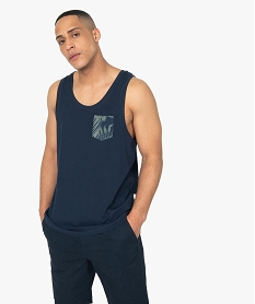 GEMO Débardeur homme uni avec poche poitrine fantaisie Bleu