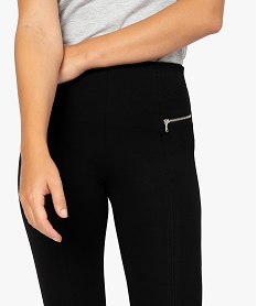 leggings femme en maille milano avec fausses poches zippees noirB503401_2