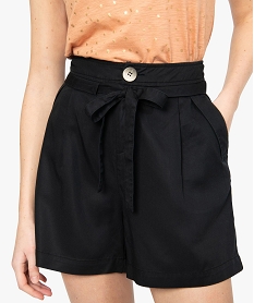 short femme en lyocell coupe large noir shortsB503801_2