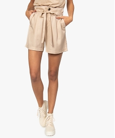 short femme en lyocell coupe large beige shortsB503901_1