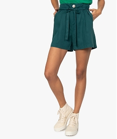 GEMO Short femme en lyocell coupe large Vert