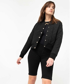 GEMO Bermuda slim en coton extensible femme Noir