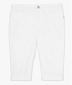 bermuda femme en coton extensible blanc shortsB504601_4