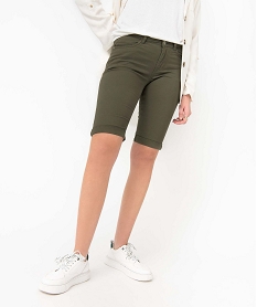 GEMO Bermuda slim en coton extensible femme Vert