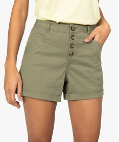 short femme ample taille haute avec poches fantaisie vert shortsB504901_2