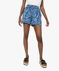 GEMO Short femme imprimé en maille fluide avec taille élastiquée Imprimé