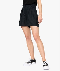 GEMO Short femme en lin coupe ample Noir