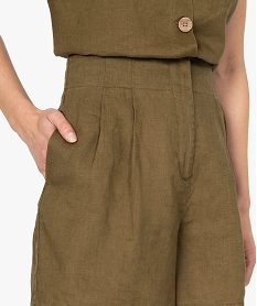 short femme en lin coupe ample vert shortsB505601_2