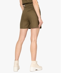 short femme en lin coupe ample vert shortsB505601_3