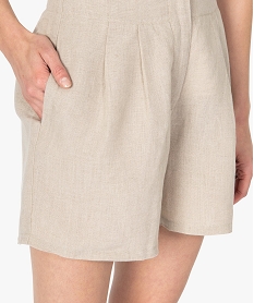 short femme en lin avec pinces sur l’avant beige shortsB505701_2