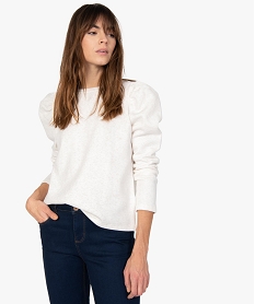 sweat femme avec manches froncees beige sweatsB507001_1