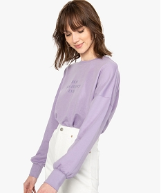 GEMO Sweat femme non molletonné avec message Violet