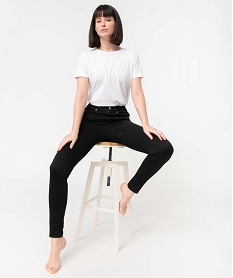 GEMO Jean femme coupe skinny taille haute Délavage plus économe en eau noir standard