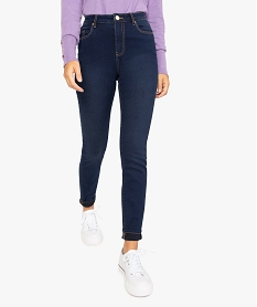 GEMO Jean femme coupe slim taille haute Bleu