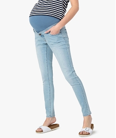 GEMO Jean de grossesse slim 4 poches avec bandeau jersey Bleu