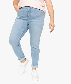 GEMO Jean femme grande taille coupe Straight stretch à taille réglable Bleu