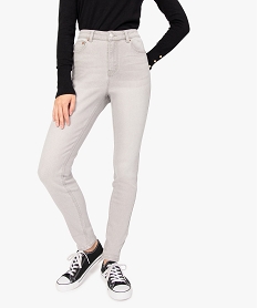 GEMO Jean femme en stretch coupe Skinny taille haute Gris