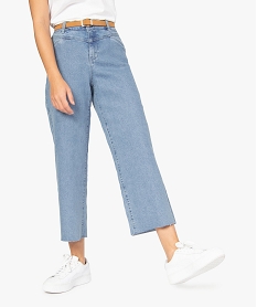 GEMO Jean femme coupe ample avec ceinture amovible Gris