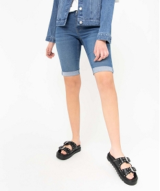 bermuda femme en jean avec revers gris shortsB512801_2