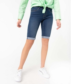 GEMO Bermuda femme en jean avec revers bleu standard