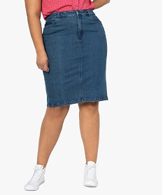 jupe femme grande taille en jean fendue bleu jupes en jeanB513001_1