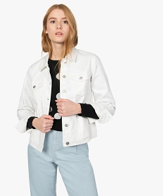 GEMO Veste femme en denim coupe cintrée Blanc