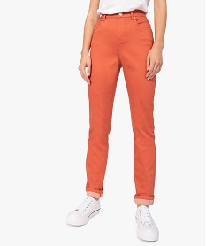 GEMO Pantalon femme coupe Regular en stretch Orange