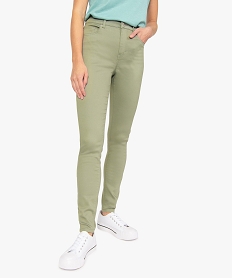 GEMO Pantalon femme Skinny taille haute super stretch Vert