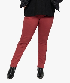 pantalon femme grande taille coupe slim en toile extensible rougeB515101_1